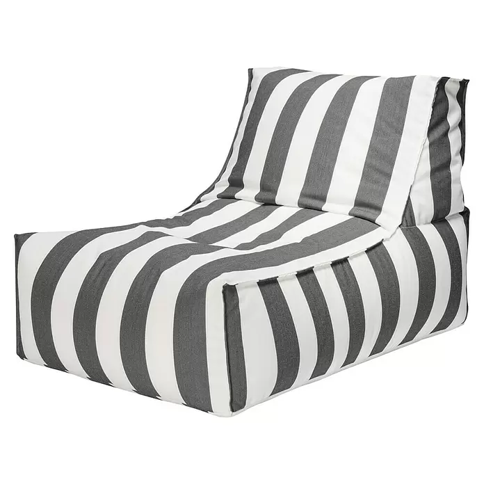 Sitting Point Sitzsack Santorin Rock - 100 x 65 x 65 cm, Anthrazit/Weiß, 100 % Polypropylen - Grau-weiß gestreifter Sitzsack für bequemes Sitzen.