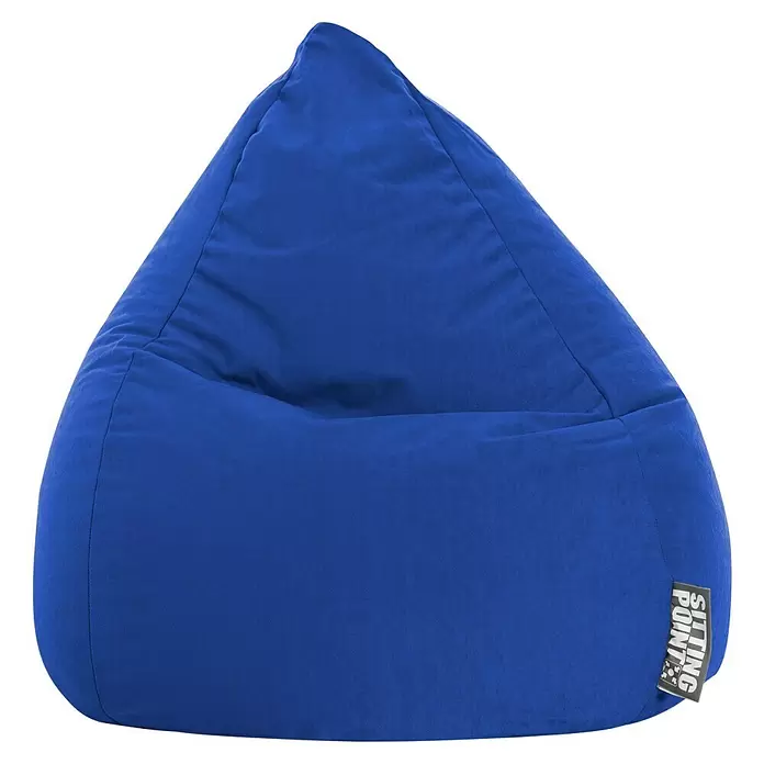 Sitting Point Sitzsack Beanbag Easy - L, Dunkelblau, 100 % Polyester - Blauer Stoff-Sitzsack mit „SITTING POINT“-Etikett.