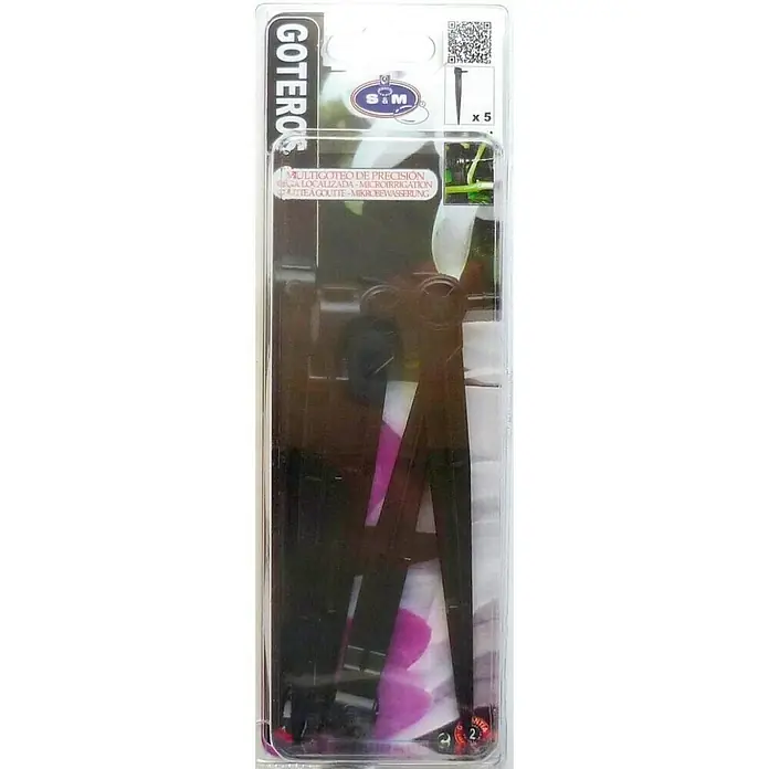 Gotero final autocompensado con estaca final - 5 ud., 4 l/h - Set de goteros S&M para riego de precisión, ideal para micro-riego localizado en el jardín.