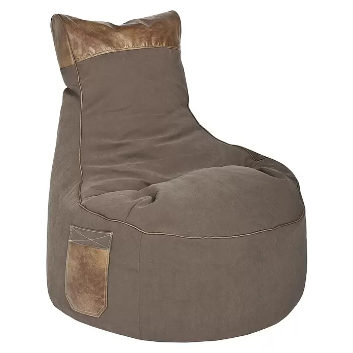 Sitting Point Sitzsack Swing Jamie - 95 x 65 x 90 cm, Braun, 100 % Polyester - Brauner Stoff-Sitzsack mit hellbraunen Lederakzenten und Paspeln, für entspanntes Sitzen.