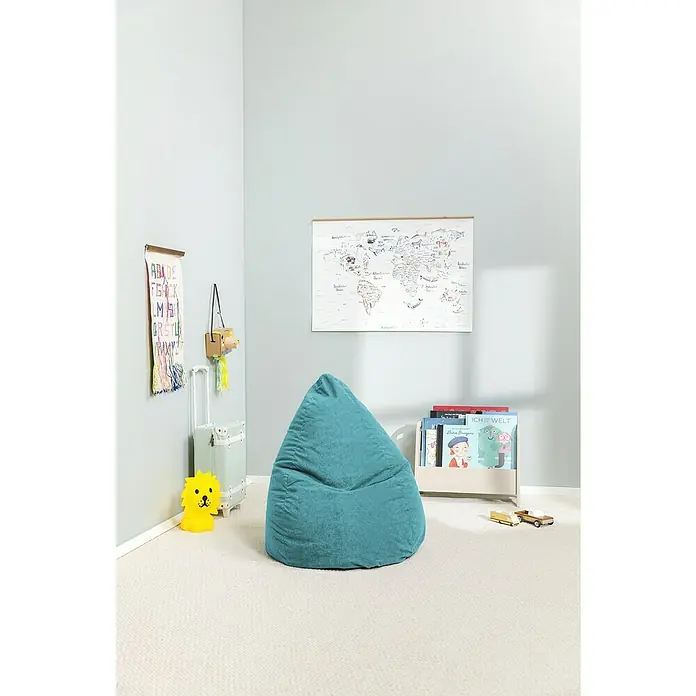 Sitting Point Sitzsack Beanbag Easy - L, Smaragd, 100 % Polyester - Gemütlicher, türkisfarbener Sitzsack in einem hellen Kinderzimmer, ideal zum Entspannen und Lesen. Perfekt für eine gemütliche Atmosphäre.