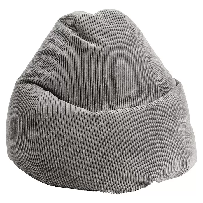 Sitzsack Beanbag Shara - XL, Anthrazit, 95 % Polyester, 5 % Nylon - Grauer Cord-Sitzsack, weich und bequem.