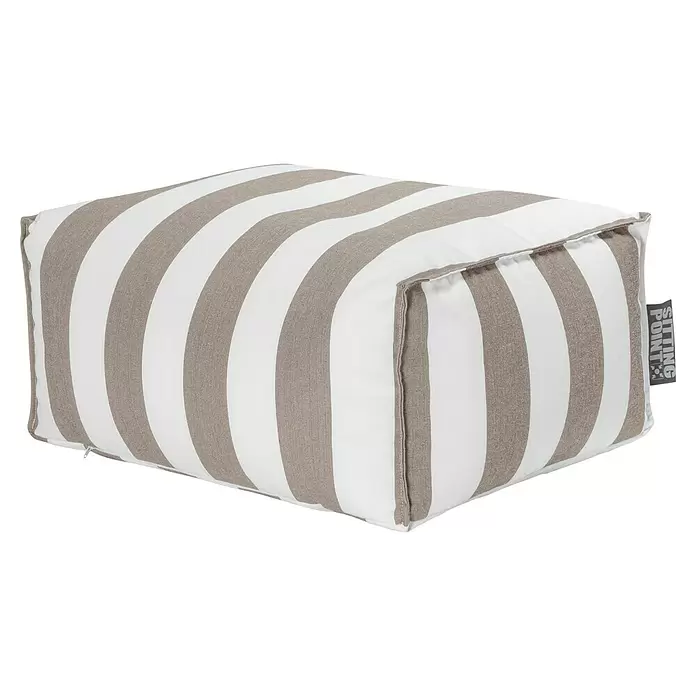 Sitting Point Sitzhocker Santorin Roll - 65 x 55 x 35 cm, Taupe/Weiß, 100 % Polypropylen - Gestreifter beiger und weißer rechteckiger Pouf, ideal als Fußhocker oder zusätzliche Sitzgelegenheit.