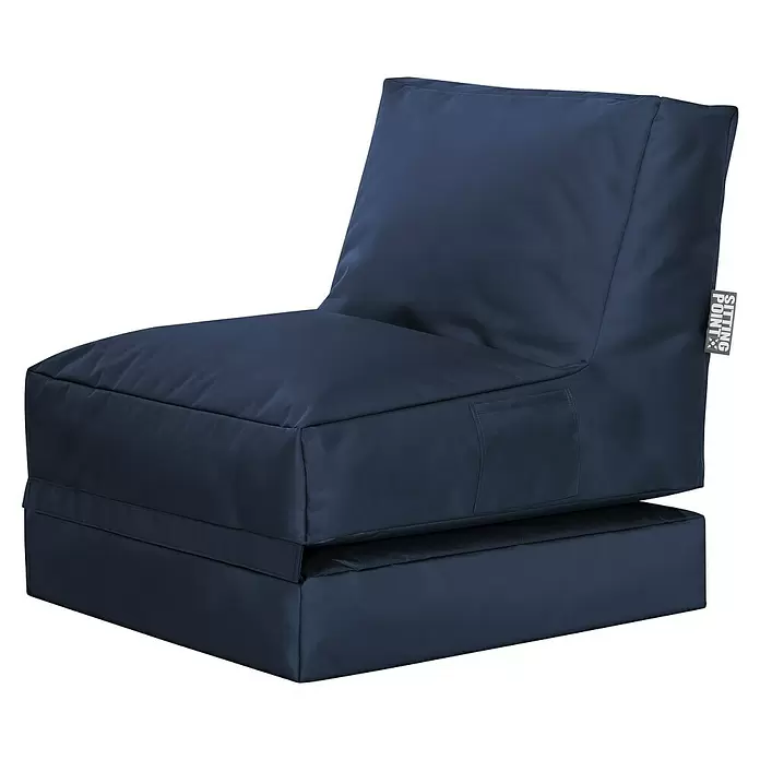 Sitting Point Sitzsack Twist Scuba - 90 x 70 x 80 cm, Jeansblau, 100 % Polyester - Dunkelblauer, faltbarer Sitzsack mit Markenetikett und Seitentasche.