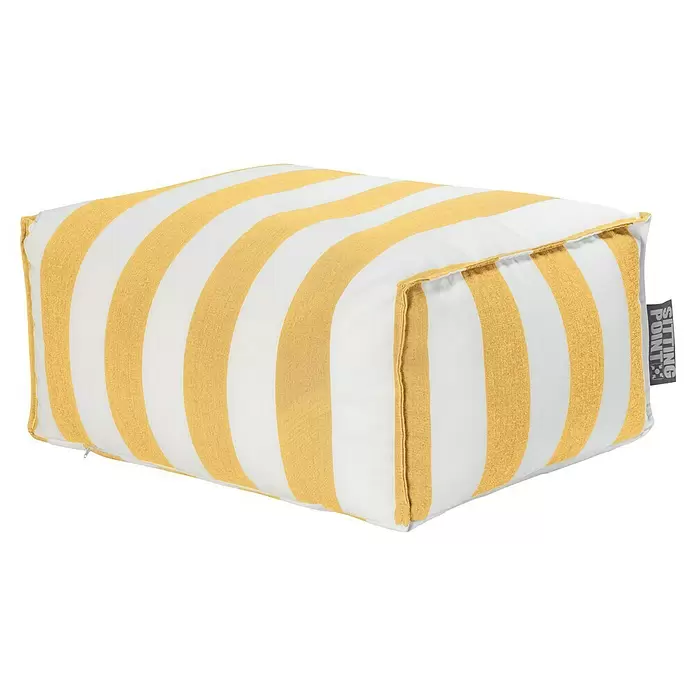 Sitting Point Sitzhocker Santorin Roll - 65 x 55 x 35 cm, Gelb/Weiß, 100 % Polypropylen - Gelb-weiß gestreifter, rechteckiger Stoff-Pouf.