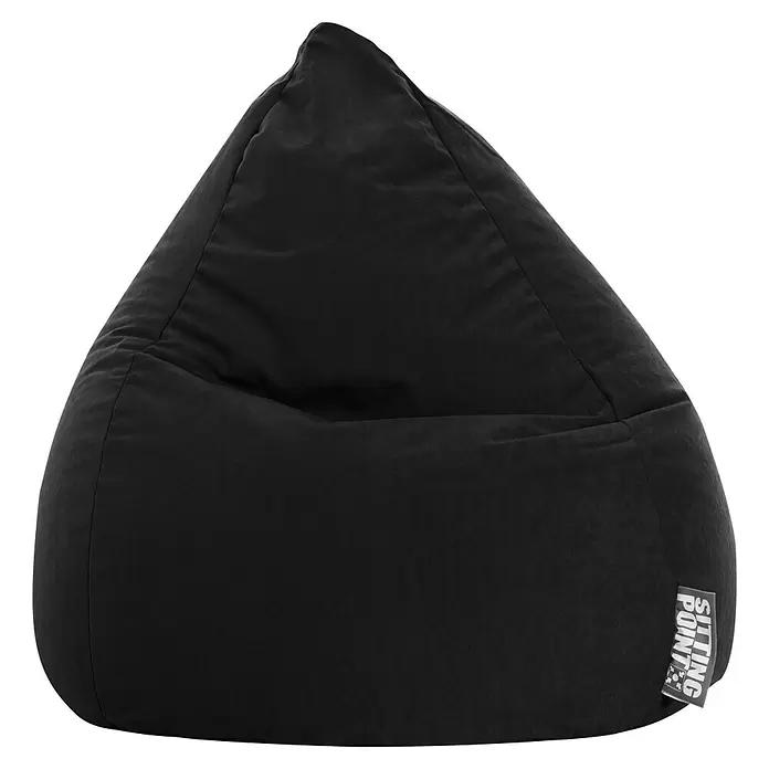 Sitting Point Sitzsack Beanbag Easy - L, Schwarz, 100 % Polyester - Schwarzer Sitzsack aus weichem Stoff in dreieckiger Form mit Markenetikett.
