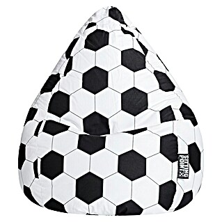 Sitting Point Puf saco Fútbol (L, Negro/Blanco, 100% Algodón)