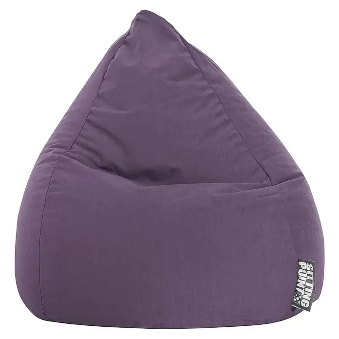 Sitting Point Sitzsack Beanbag Easy - L, Lila, 100 % Polyester - Lila Sitzsack aus Stoff mit dreieckiger Form und Markenetikett.