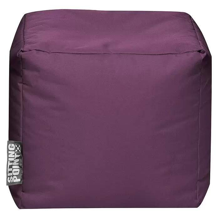 Sitting Point Sitzhocker Cube Scuba - 40 x 40 x 40 cm, Aubergine, 100 % Polyester - Lila würfelförmiger Sitzsack aus Stoff.