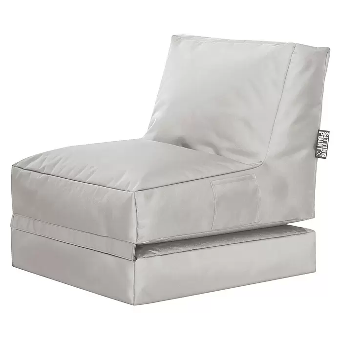 Sitting Point Sitzsack Twist Scuba - 90 x 70 x 80 cm, Grau, 100 % Polyester/100 % Polyvinylchlorid - Hellgrauer modularer Sitzsackstuhl mit separater Basis und Seitentasche.