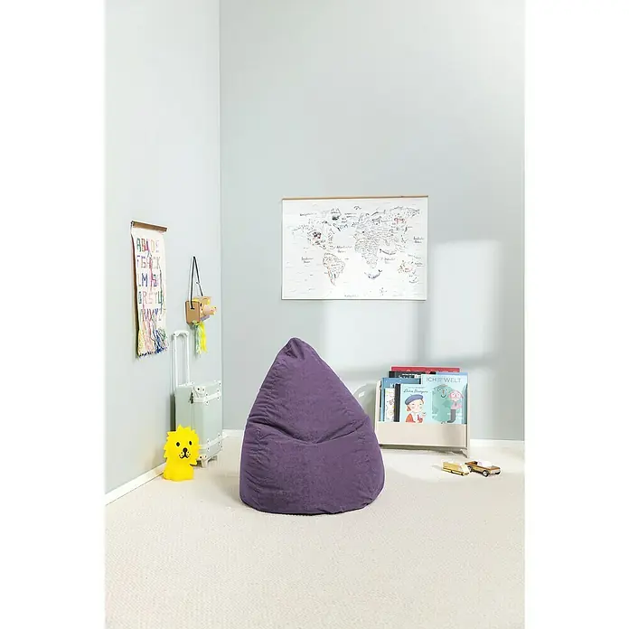 Sitting Point Sitzsack Beanbag Easy - L, Lila, 100 % Polyester - Ein gemütlicher lila Sitzsack im Kinderzimmer, ideal zum Lesen oder Entspannen. Die perfekte Ergänzung für jede Spielecke mit Bücherregal und Weltkarte.