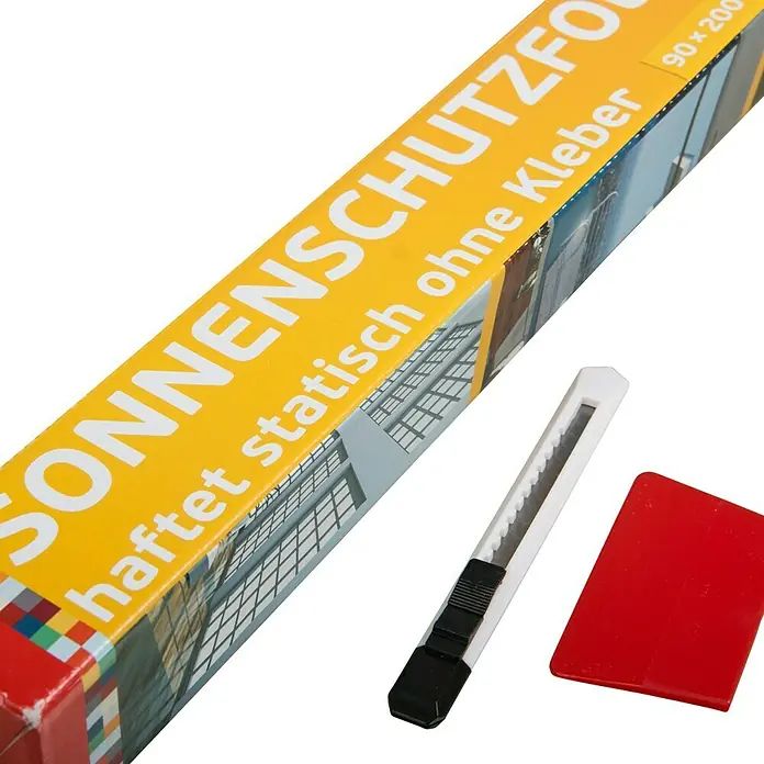 D-c-fix Sonnenschutzfolie - 200 x 90 cm, Mit UV-Schutz, Statisch haftend - Sonnenschutzfolie, die statisch haftet, ohne Kleber, inklusive Cutter und rotem Rakel, perfekt für Fenster.