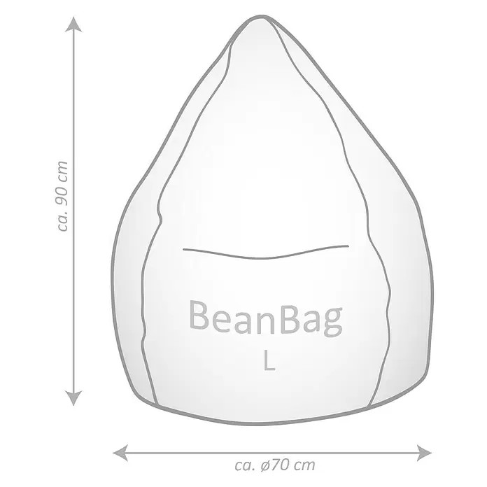 Sitting Point Sitzsack Beanbag Easy - L, Grau, 100 % Polyester - Weißer, birnenförmiger Beanbag mit ca. 90 cm Höhe und 70 cm Durchmesser.