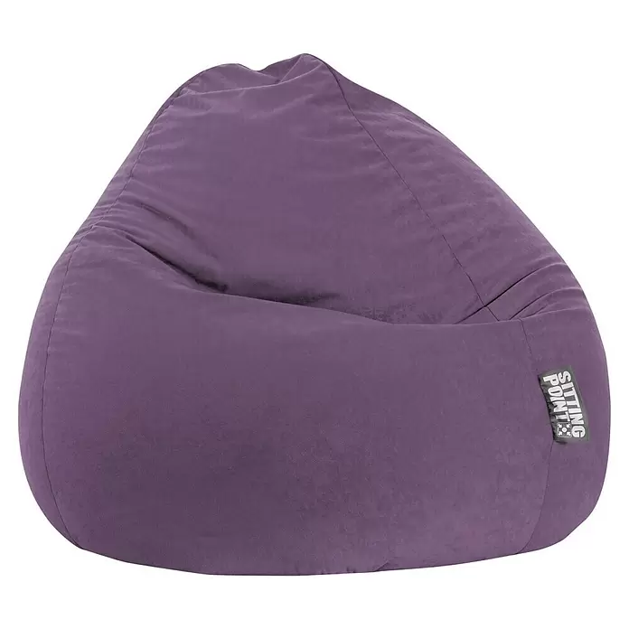 Sitting Point Sitzsack Beanbag Easy - XXL, Lila, 100 % Polyester - Violetter Samt-Sitzsack mit einem "Sitting Point" Etikett.