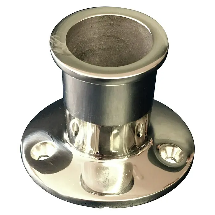 Flaggenstockhalter - Geeignet für: Flaggenstock Ø 25 mm, Edelstahl, A4 - Edelstahl-Relingsfuß für Boote, langlebig und korrosionsbeständig, ideal für maritime Anwendungen.