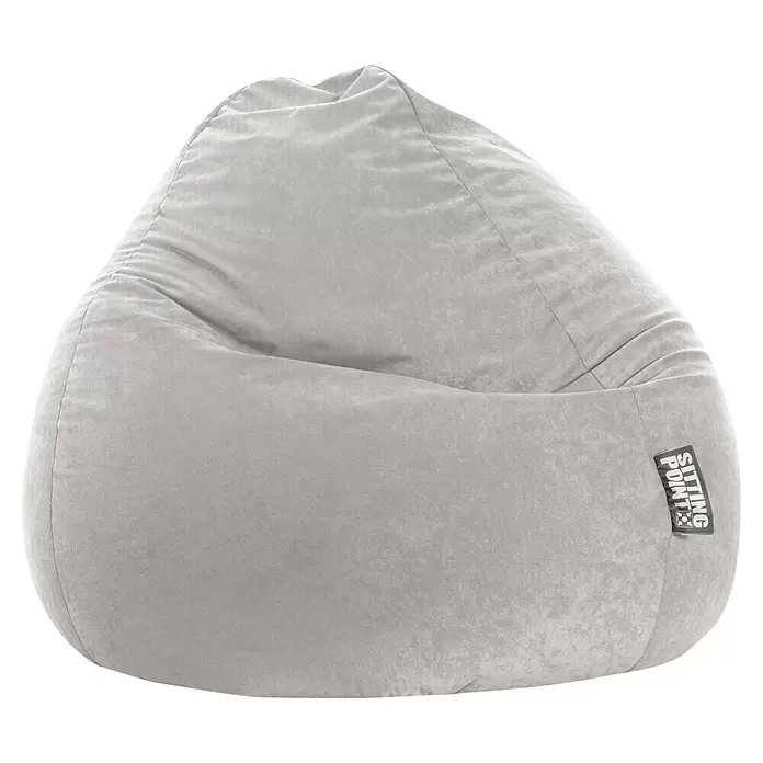 Sitting Point Sitzsack Beanbag Easy - XXL, Grau, 100 % Polyester - Weicher, hellgrauer Sitzsack mit "Sitting Point"-Etikett.