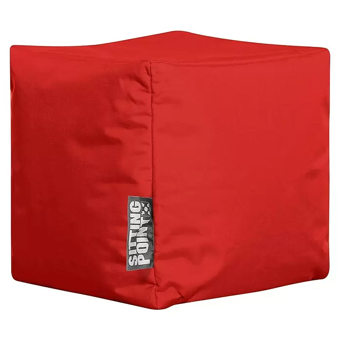 Sitting Point Sitzhocker Cube Scuba - 40 x 40 x 40 cm, Rot, 100 % Polyester - Roter würfelförmiger Stoff-Pouf.