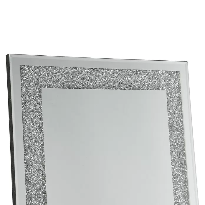 Standspiegel Glimmer - 40 x 160 cm, Glas - Silberner Spiegel mit glitzerndem Diamantrand.