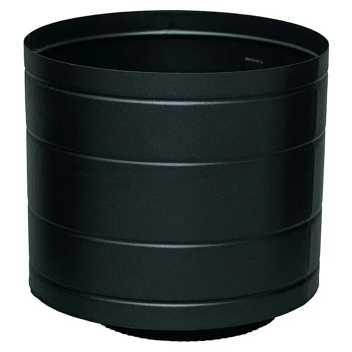 Practic Sombrerete antirretorno - Diámetro: 150 mm, Negro - Macetero redondo de metal negro con ranuras horizontales, perfecto para uso interior y exterior para exhibir plantas con estilo.