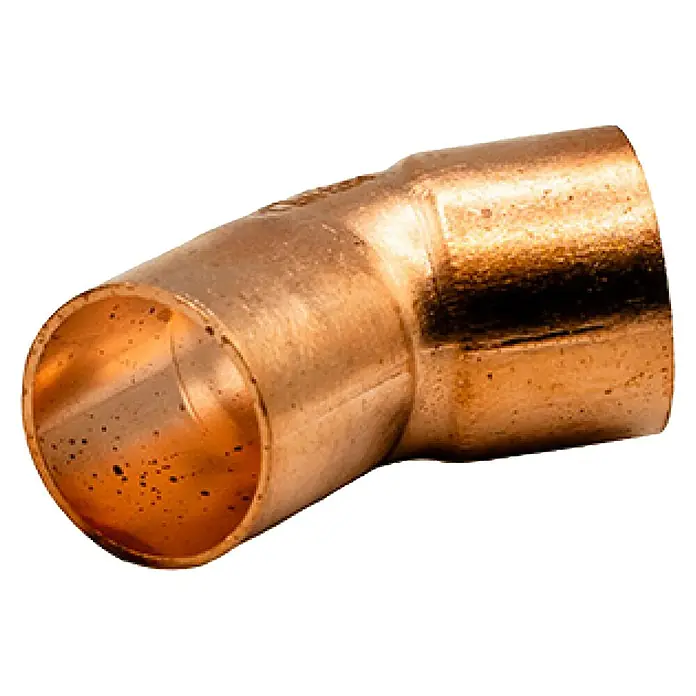 Codo de cobre - Diámetro: 18 mm, Ángulo: 45 °, Tipo de conexión: Macho - Hembra, 4 ud. - Codo reductor de cobre, un accesorio para plomería, ideal para instalaciones sanitarias y de calefacción.