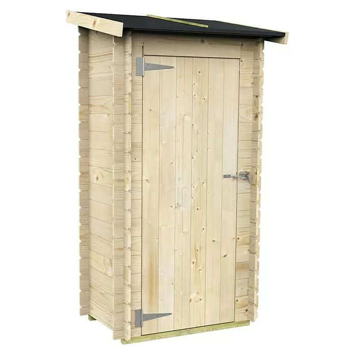 Twig Geräteschrank Amalfi - Außenmaß inkl. Dachüberstand (B x T): 106 x 76 cm, Holz, Natur - Kompaktes Holzgartenhaus mit schwarzem Dach und Metallscharnieren.