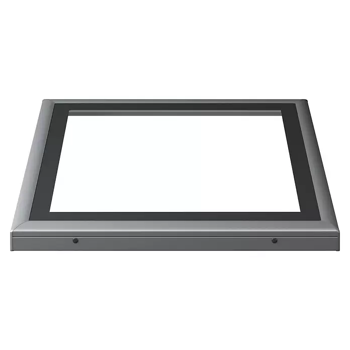 Solid Elements Oberteil FGT - Passend für: Solid Elements Flachdachfenster FRF, FRE 60 x 90 cm - Graue interaktive Anzeigeeinheit mit dunklem Rahmen und weißem Bildschirm.