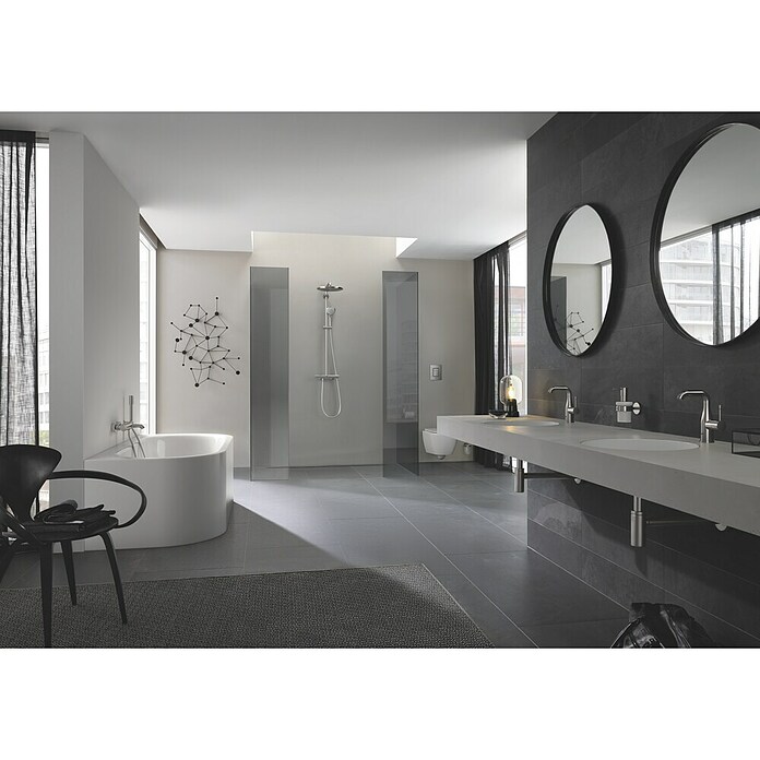 Grohe Essence New Waschtischarmatur M-Size (Mit Zugstange, Supersteel, Glänzend)