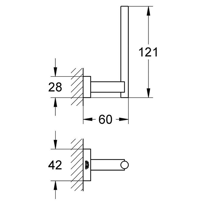 Grohe Essentials Cube Reserve Papierrollenhalter (Chrom, Glänzend)