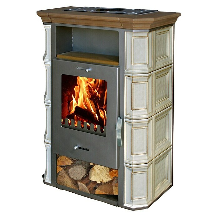 Domofire Kaminofen Weiz I (6 kW, Raumheizvermögen: 150 m³, Material Verkleidung: Keramik, Cremebeige-Tabakbraun) | BAUHAUS