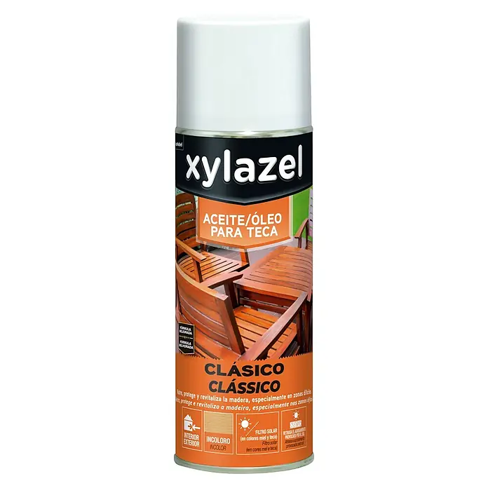 Xylazel Aceite para teca Clásico - 400 ml, Incoloro - Aceite de teca Xylazel Clásico, incoloro, con protección UV: Nutre, protege y revitaliza la madera. Para uso interior y exterior.