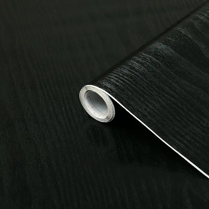 D-c-fix Holzoptikfolie Blackwood - 200 x 67,5 cm, Schwarz, Selbstklebend - Schwarze Holzmaserung-Kontaktpapierrolle. Dekorieren Sie Ihr Zuhause mit dieser selbstklebenden, abziehbaren Tapete mit Holzeffekt.