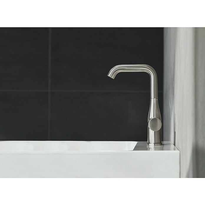 Grohe Essence New Waschtischarmatur L-Size (Mit Zugstange, Supersteel, Glänzend)