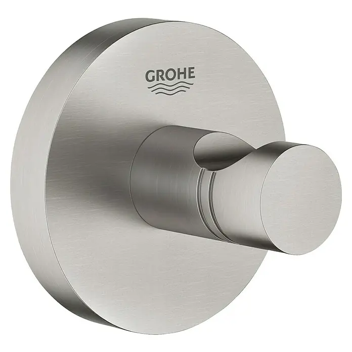 Grohe Essentials Bademantelhaken - Supersteel, Glänzend - Der GROHE Essentials Authentic Bademantelhaken in gebürstetem Edelstahl ist ein stilvolles und praktisches Accessoire für Ihr Badezimmer.