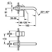 Grohe Essence Wand-Waschtischarmatur M (2-Loch, Supersteel, Matt)