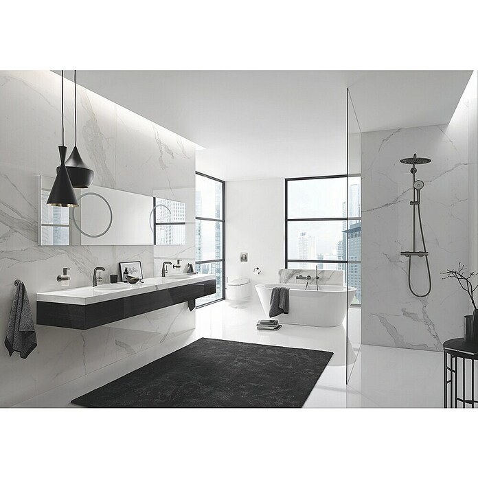 Grohe Essence New Waschtischarmatur M-Size (Mit Zugstange, Hard Graphite, Matt)