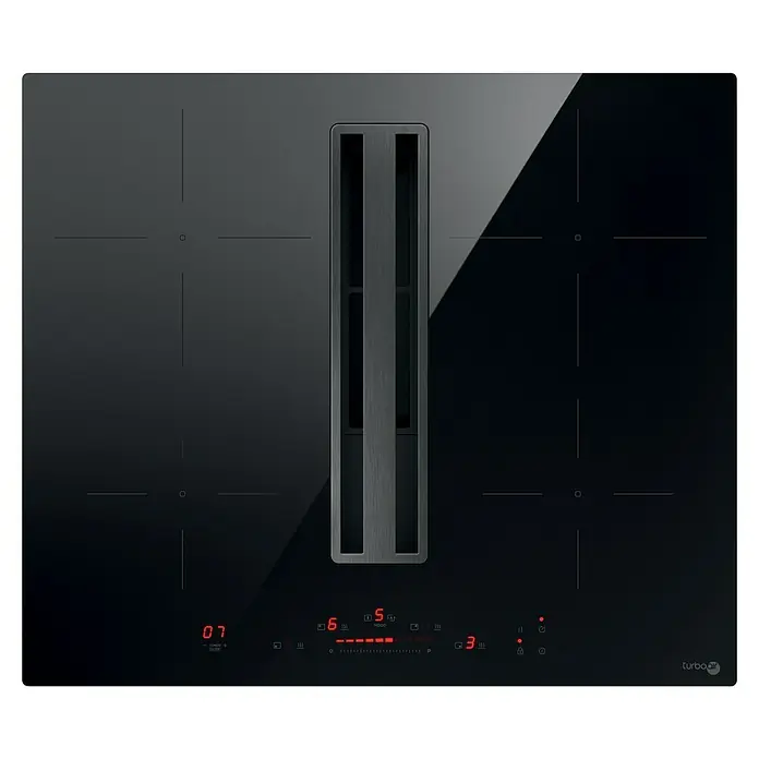 Turboair Placa de cocción con campana Impulso - L x An: 51,5 x 60 cm, Número de fogones de inducción: 4 ud., Inducción - Placa de inducción negra con sistema de extracción integrado, que ofrece un diseño elegante y controles intuitivos para cocinas modernas.