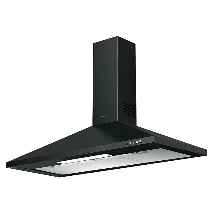 Mepamsa Campana de pared Gavia - Ancho: 89,8 cm, Máx. Potencia del ventilador en modo extracción: 740 m³/h, Negro - Elegante campana extractora negra. Campana de cocina moderna con iluminación integrada para un espacio de cocina elegante y funcional.