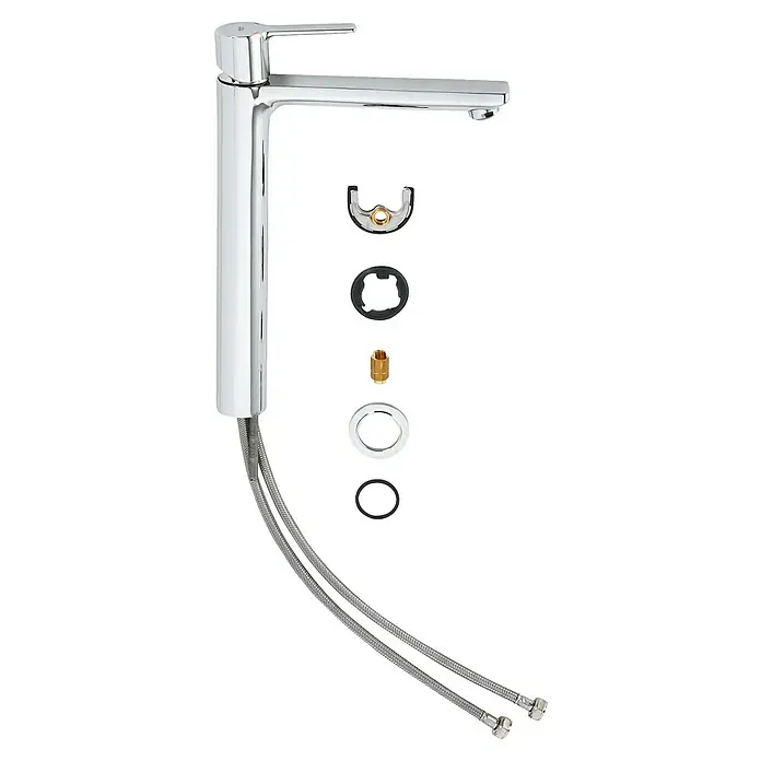 Grohe Lineare Waschtischarmatur XL-Size - Chrom, Glänzend - Eine glänzende Waschtischarmatur mit Zubehör für die Installation, inklusive Schläuchen, für ein modernes Badezimmerdesign.