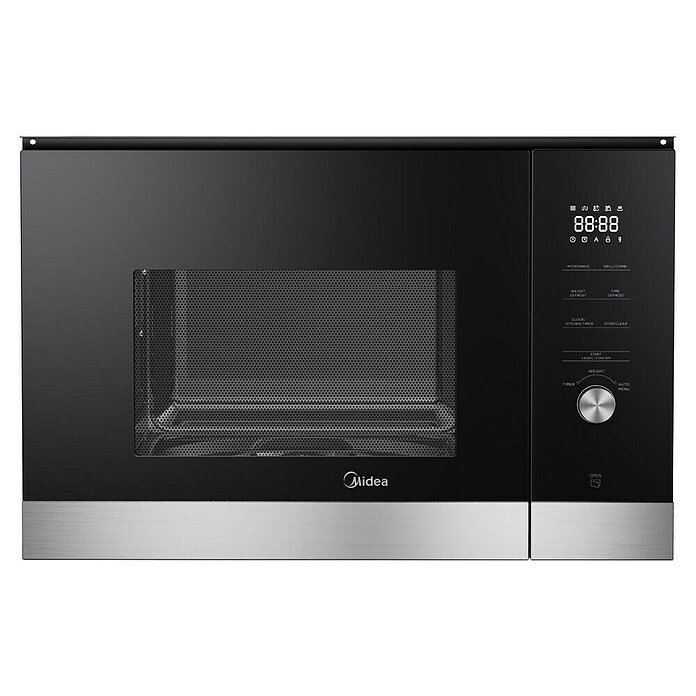 Midea Microondas empotrado MBMTG925E-X (Potencia máx.: 1.200 W, 25 l, Negro/Inox) | BAUHAUS