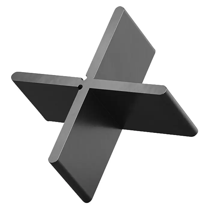 Langfit Fugenkreuz - 100 Stk., Fugenbreite 3 mm - Dunkelgraues, metallisches, sternförmiges Antriebselement mit abgerundeten Kanten.