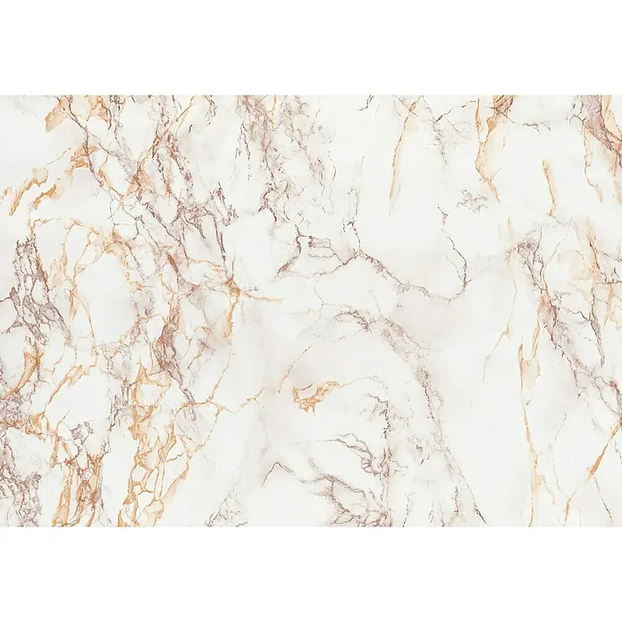 D-c-fix Marmoreffektfolie Cortes - 200 x 45 cm, Braun, Selbstklebend - Elegante Marmorstruktur in Weiß mit zarten, goldenen und grauen Adern, ideal für stilvolle Hintergründe und Designprojekte.