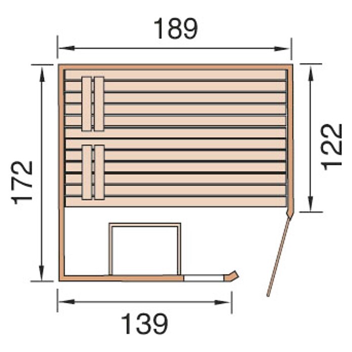 Weka Massivholzsauna Mila 2 (Ohne Ofen, Ohne Zubehör, Außenmaß: 172 x 189 x 203 cm)