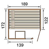 Weka Massivholzsauna Mila 2 (Ohne Ofen, Ohne Zubehör, Außenmaß: 172 x 189 x 203 cm)