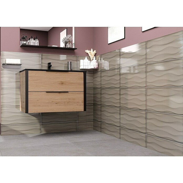 Decocer by Cinca Glow Zidna pločica Onda  (25 x 55 cm, Taupe, Sjaj) | BAUHAUS