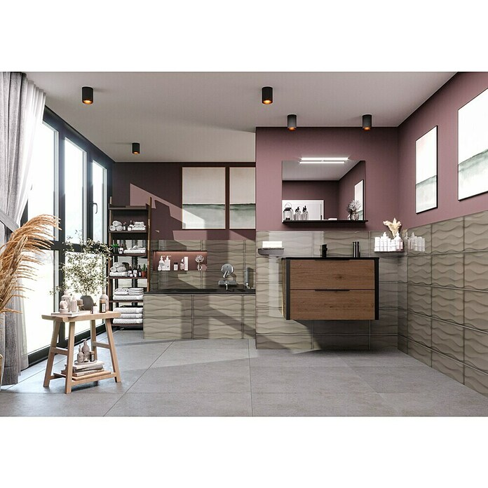 Decocer by Cinca Glow Zidna pločica Onda  (25 x 55 cm, Taupe, Sjaj) | BAUHAUS
