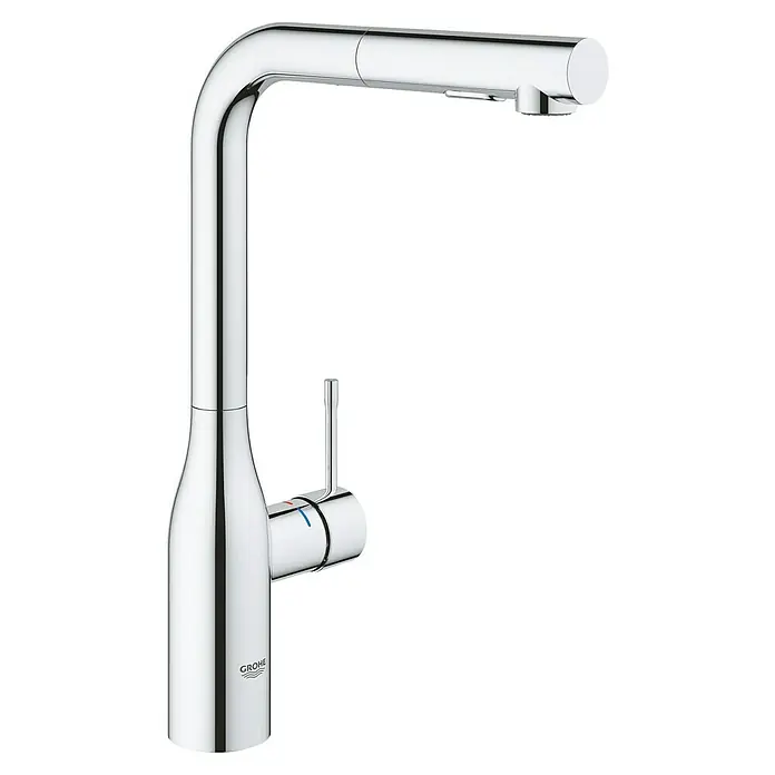 Grohe Essence Spültischarmatur - L-Auslauf, Chrom, Glänzend - Glänzender Grohe Küchenarmatur mit hohem Auslauf und Einhebelmischer, ideal für moderne Küchen. Eleganz und Funktionalität vereint.