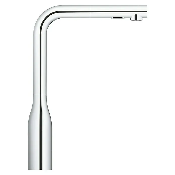Grohe Essence Spültischarmatur - L-Auslauf, Chrom, Glänzend - Diese Abbildung zeigt eine moderne, glänzende Chromarmatur mit klaren Linien und minimalistischem Design.