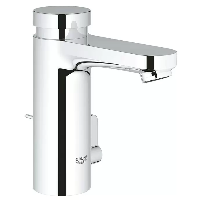 Grohe Grifería de autocierre Eurosmart CT - Con barra de tracción, Cromo, Brillante - Grifo mezclador de lavabo cromado elegante con monomando.