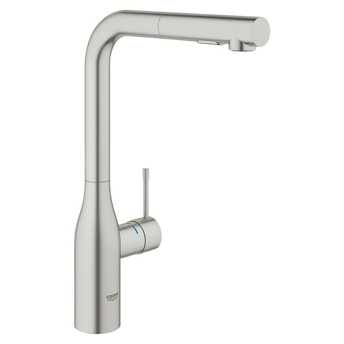 Grohe Essence Spültischarmatur (Supersteel, Matt, Ausziehbare Dual-Spülbrause)