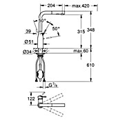 Grohe Essence Spültischarmatur (Warm Sunset, Glänzend, Ausziehbare Dual-Spülbrause)